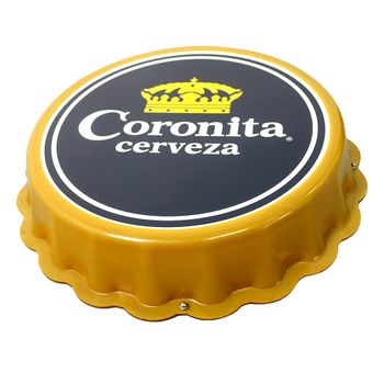 Letrero Luminoso Tipo Tapa Coronita Cerveza Azul Diámetro 45cm Alto 10cm ;