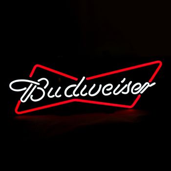 Letrero Luminoso Neón Budweiser Rojo Y Blanco 77x14x30cm ;