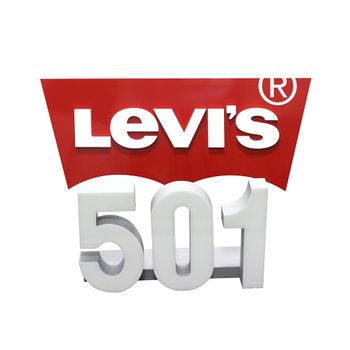 Letrero Luminoso Led Levi`s 501 En Dos Partes - Rojo Y Blanco 97x8x40cm. Y 52x17x33cm ;