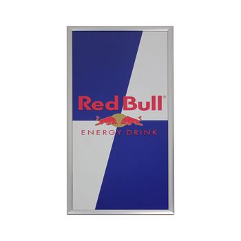 Letrero Redbull Gigante Exclusivo Metalico Con Marco Aluminio Red Bull Gris Y Azul 45x1x103 Cm ;