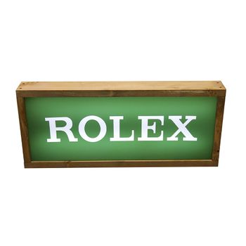 Letrero Rotulo Luminoso Ro-lex Caja En Madera Natural - Verde 51x21x7cm ;