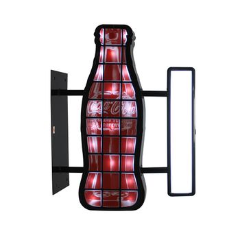 Letrero Luminoso Coca Cola Vintage Forma De Botella - Rojo Y Negro 64x85x20cm ;