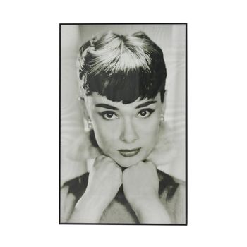 Cuadro Audrey Hepburn Blanco Y Negro Con Cristal Y Marco Negro🖤60x90cm - Spazioluzio ;