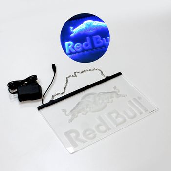 Cartel Colgante Luminoso Led Azul Redbull 30 X 20 Cm Red Bull - Spazioluzio ;