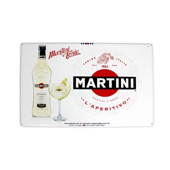 Cartel De Acero Martini, Letrero Chapa Decorativa  Blanco 65x45cm ; Unidad