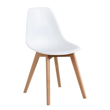 Pack X6  ,  Silla Nordik Restyl Color Blanco Y Patas Haya 46x55x83 Cm Comedor Oficina Salón Teletrabajo Cocina - Spazioluzio