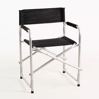 Unidad  ,  Silla Director Plegable En Aluminio Con Lona Negra 56x78x44cm - Spazioluzio