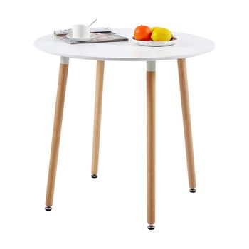 Mesa 80cm Blanca 4 Patas Redonda Madera De Haya Nórdico Comedor Salón Cocina Teletrabajo Oficina 80 X 80 Cm X 74 Cm - Spazioluzio