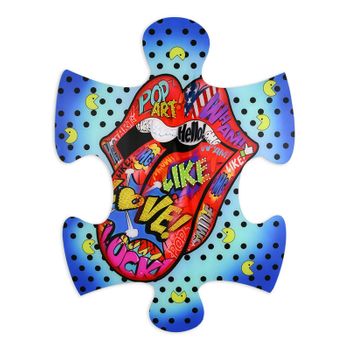 Lengua Gigante Rolling Pop Art Puzzle Pared 80 X 60 X 1,5 Cm  - Spazioluzio ;