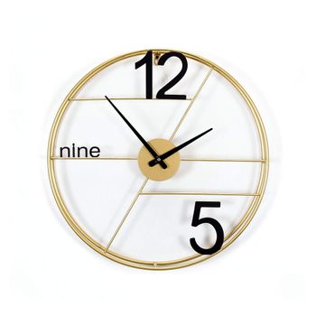 Reloj De Pared Grande Metálico Color Negro Y Dorado 50 X 50 X 6 Cm - Spazioluzio