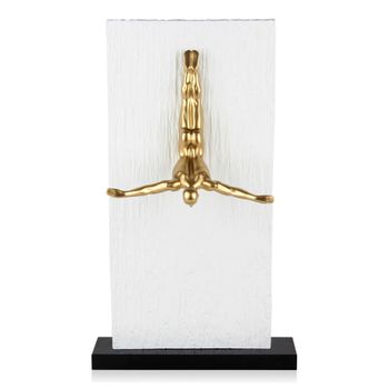 Escultura Athlete Gigante Color Blanco Y Dorado 63 X 38 X 23 Cm  - Spazioluzio ;