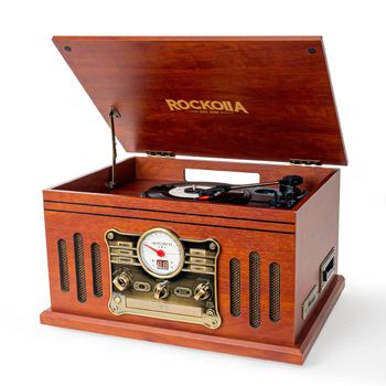 Tocadiscos De Vinilo - Rockolla - Monarch - Bluetooth, Altavoces Incorporados, 3 Velocidades,  Radio Fm, Casete, Cd, Mp3 Usb Y Tarjetas Sd, Grabadora