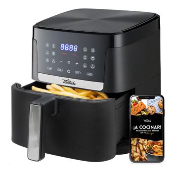 Freidora De Aire Con Cesta Individual, 7 L, 12 Programas De Cocción,  E-book De Recetas, 80 A 200°c, 1800w, Temporizador 60 Minutos La Moustache Pro Smart (negro)