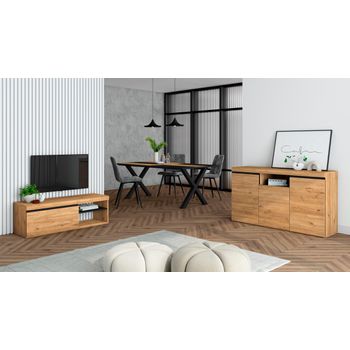 Conjunto Muebles salón Kamet Color Roble Gold Estilo Industrial (Mesa TV +  Mesa Centro + estantería + aparador) - AliExpress