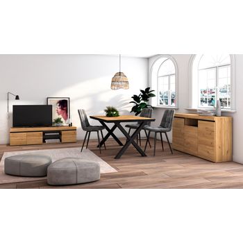 Mueble Tv 1 Puerta 2 Compartimentos – Gris Acabado En Brillo – 120 X 30 X  40cm – Berit con Ofertas en Carrefour