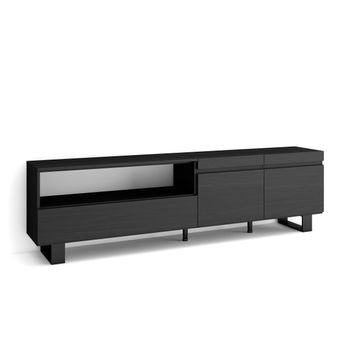 Mueble Tv | Televisión | Muebles De Salón, Almacenaje | 200x57x35cm | Para Tv Hasta 80" | Diseño Industrial | Estilo Moderno | Negro