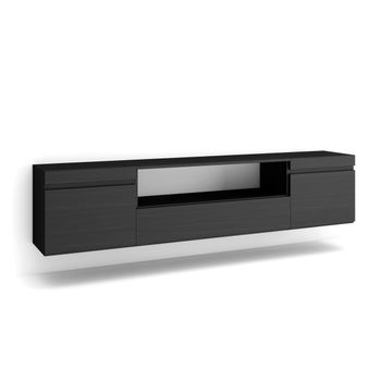 Mueble Tv | Televisión | Muebles De Salón, Almacenaje | 200x45x35cm | Para Tv Hasta 80" | Colgado, Suspendido | Estilo Moderno | Negro