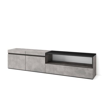 Mueble Tv, Televisión, Muebles De Salón, Almacenaje, 200x45x35cm, Para Tv Hasta 80", Con Almacenamiento, Estilo Moderno, Cemento