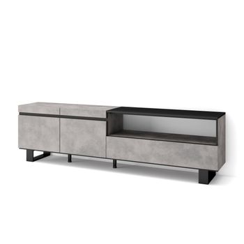 Mueble Tv, Televisión, Muebles De Salón, Almacenaje, 200x57x35cm, Para Tv Hasta 80", Diseño Industrial, Estilo Moderno, Cemento