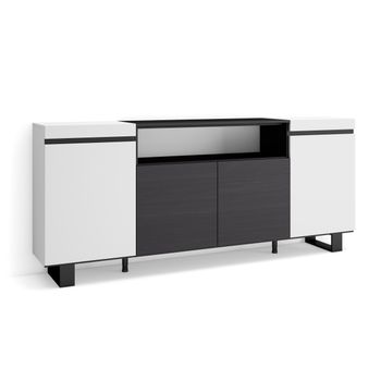 Aparadores Para Salón, Gran Capacidad De Almacenaje, 200x87x35cm, 4  Puertas, Diseño Industrial, Estilo Moderno, Roble Y Negro con Ofertas en  Carrefour