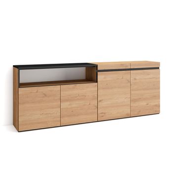 Mueble Aparador De Salón-comedor Nico, Moderno Minimalista. 155x75x43 Cm.  Gran Capacidad De Almacenaje 3 Puertas + Estantes Regulables En Roble Y  Blanco con Ofertas en Carrefour