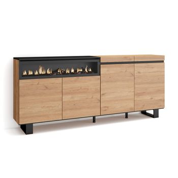 Aparadores Para Salón, Gran Capacidad De Almacenaje, 200x87x35cm, 4  Puertas, Diseño Industrial, Estilo Moderno, Roble Y Negro con Ofertas en  Carrefour