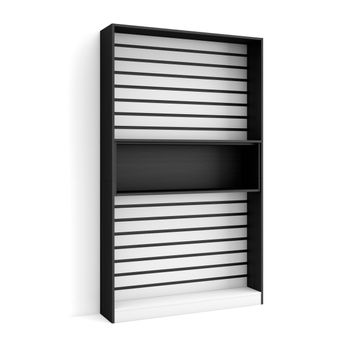 Librería estantería, Blanco y negro , Chimenea eléctrica, 110x186x25cm