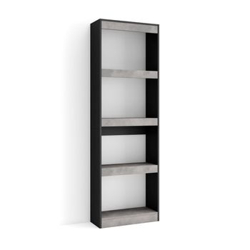 Librería Estantería, Estanteria Libros De Pared, 60x186x25cm, Salón - Comedor - Oficina, Con Almacenaje, Estilo Moderno, Cemento