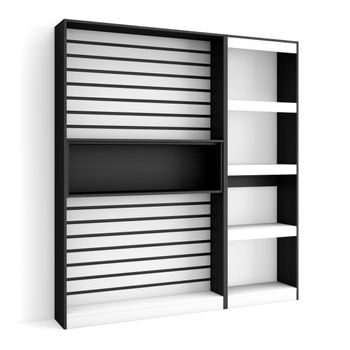 Librería Estantería | Estanteria Libros De Pared | 170x186x25cm | Salón - Comedor - Oficina | Con Almacenaje | Estilo Moderno | Blanco Y Negro