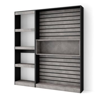 Librería Estantería, Estanteria Libros De Pared, 170x186x25cm, Salón - Comedor - Oficina, Con Almacenaje, Estilo Moderno, Cemento