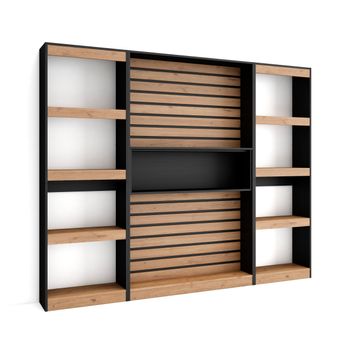 Mueble Estantería Noah. Librería Abierta Lineal Minimalista Con 8  Compartimentos. 175 X 129 Cm En Roble Y Gris con Ofertas en Carrefour