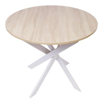 Misuri, Mesa Redonda De Cocina Comedor O Café, Madera Maciza Natural  Acabado Encerado, Medidas 80 X 80 X 75 Cm con Ofertas en Carrefour