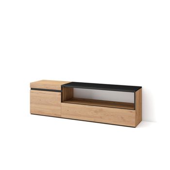 Mueble Tv | Televisión | Muebles De Salón, Almacenaje | 150x45x35cm | Para Tv Hasta 65" | Con Almacenamiento | Estilo Moderno | Roble Y Negro