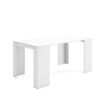 Mesa Consola Extensible, Mesa Comedor Plegable, 160, Para 8 Comensales, Comedor Y Cocina, Estilo Moderno, Blanco