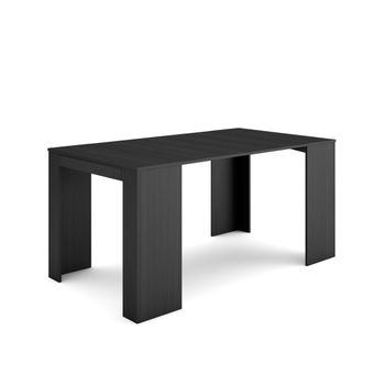 Mesa Consola Extensible, Mesa Comedor Plegable, 160, Para 8 Comensales, Comedor Y Cocina, Estilo Moderno, Negro