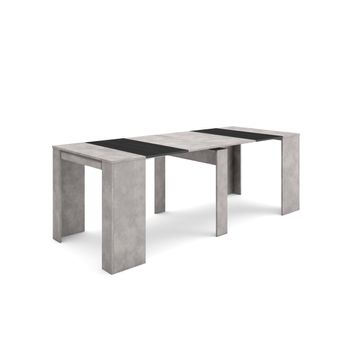 Mesa Consola Extensible, Mesa Comedor Plegable, 220, Para 10 Comensales, Comedor Y Cocina, Estilo Moderno, Cemento