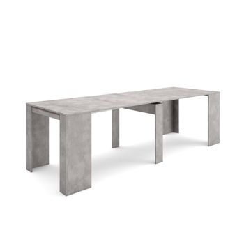 Mesa Consola Extensible, Mesa Comedor Plegable, 260, Para 12 Comensales, Comedor Y Cocina, Estilo Moderno, Cemento