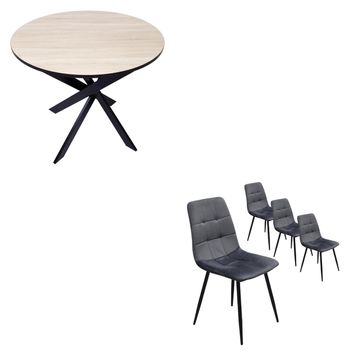 Pack Mesa Cristal + 4 Sillas Polipiel Comedor Saona Negro Ii Cocina Salón  Estilo Moderno con Ofertas en Carrefour