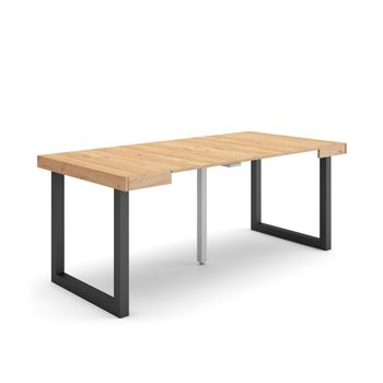 Mesa Consola Extensible, Mesa Comedor Plegable, 220, Para 10 Comensales,  Patas Madera Maciza, Estilo Moderno, Roble Y Negro con Ofertas en Carrefour