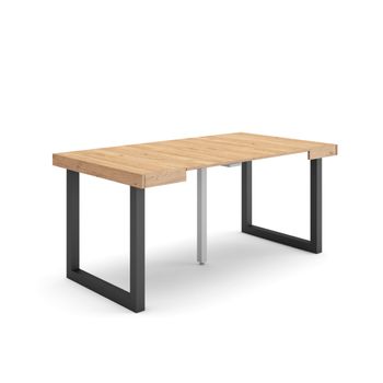 Mesa Consola Extensible | Mesa Comedor Plegable | 160 | Para 8 Comensales | Patas Madera Maciza | Estilo Moderno | Roble