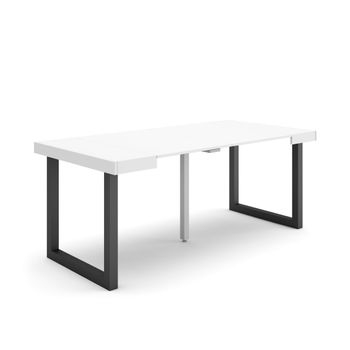 Mesa Consola Extensible | Mesa Comedor Plegable | 180 | Para 8 Comensales | Patas Madera Maciza | Estilo Moderno | Blanco