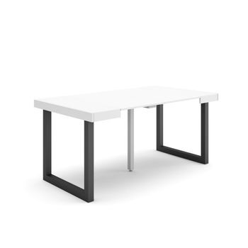 Mesa Consola Extensible | Mesa Comedor Plegable | 160 | Para 8 Comensales | Patas Madera Maciza | Estilo Moderno | Blanco