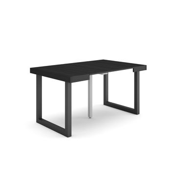 Mesa Consola Extensible | Mesa Comedor Plegable | 140 | Para 6 Comensales | Patas Madera Maciza | Estilo Moderno | Negro