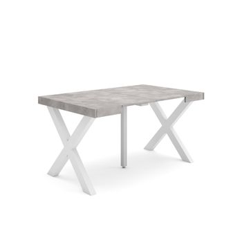 Mesa Consola Extensible | Mesa Comedor Plegable | 140 | Para 6 Comensales | Patas Madera Maciza | Estilo Moderno | Cemento