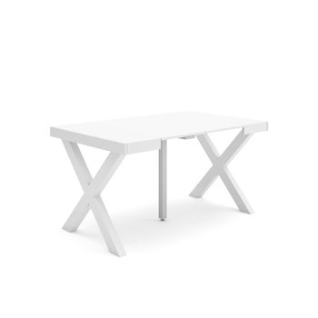 Mesa Consola Extensible | Mesa Comedor Plegable | 140 | Para 6 Comensales | Patas Madera Maciza | Estilo Moderno | Blanco