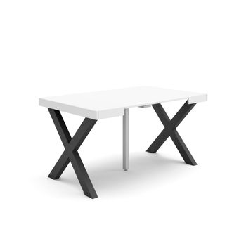 Mesa Consola Extensible | Mesa Comedor Plegable | 140 | Para 6 Comensales | Patas Madera Maciza | Estilo Moderno | Blanco