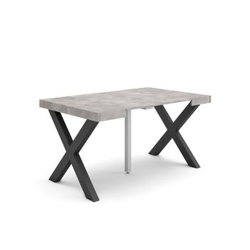 Mesa Consola Extensible | Mesa Comedor Plegable | 140 | Para 6 Comensales | Patas Madera Maciza | Estilo Moderno | Cemento