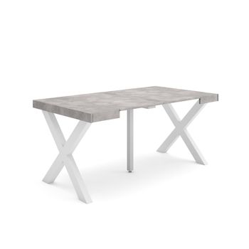 Mesa Consola Extensible | Mesa Comedor Plegable | 160 | Para 8 Comensales | Patas Madera Maciza | Estilo Moderno | Cemento