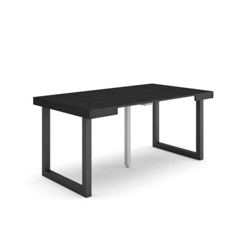 Mesa Consola Extensible | Mesa Comedor Plegable | 160 | Para 8 Comensales | Patas Madera Maciza | Estilo Moderno | Negro