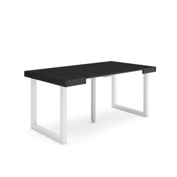 Mesa Consola Extensible | Mesa Comedor Plegable | 160 | Para 8 Comensales | Patas Madera Maciza | Estilo Moderno | Negro